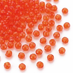 Transparent Acrylic Beads, Faceted, Round, Orange Red, 4x4mm, Hole: 1.5mm, about 16100pcs/500g(MACR-S373-85-B05)