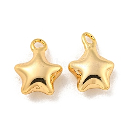 Brass Pendants, Star, Real 18K Gold Plated, 13.5x10.5x5mm, Hole: 1.8mm(KK-A214-15G)