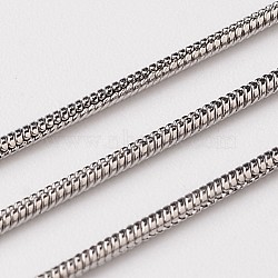 3.28 Feet 304 Stainless Steel Round Snake Chains, Soldered, Stainless Steel Color, 1mm(X-CHS-L015-06)