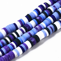 Handmade Polymer Clay Beads Strands, for DIY Jewelry Crafts Supplies, Heishi Beads, Disc/Flat Round, Dark Slate Blue, 8x0.5mm, Hole: 2mm, about 320~447pcs/strand, 15.75 inch~16.14 inch(40~41cm)(CLAY-N008-010-H48)