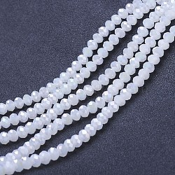 Electroplate Glass Beads Strands, Imitation Jade Beads, AB Color Plated, Faceted, Rondelle, Snow, 4x3mm, Hole: 0.4mm, about 130pcs/strand, 16.54 inch(42cm)(EGLA-A034-J4mm-B07)
