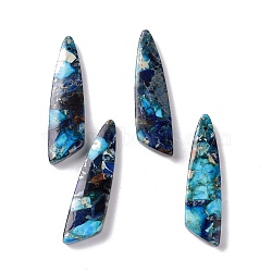 Natural Regalite/Imperial Jasper/Sea Sediment Jasper Pendants, Dyed, Wing Shape, Marine Blue, 44x12x4~5mm, Hole: 1mm(G-E572-09A)