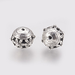 Tibetan Style Alloy Beads, Hollow Round, Antique Silver, 17x14mm, Hole: 2mm(TIBEB-L002-21AS)