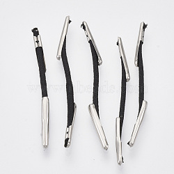 Elastic Barbed Cord, with Stainless Steel Findings, for Fixing Finger Ring, Black, 34~36x1mm(FIND-Q086-C-01)