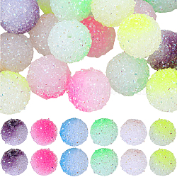36Pcs 6 Colors Frosted Acrylic Beads, Two Tone, Round, Mixed Color, 20x19mm, Hole: 2.8mm, 6pcs/color(MACR-SC0001-14)