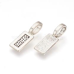 Tibetan Style Alloy Glue-on Flat Pad Bails, Rectangle, Cadmium Free & Lead Free, Antique Silver, 21x7x1mm, Hole: 4mm, about 1290pcs/1000g(TIBEP-Q064-184AS-RS)