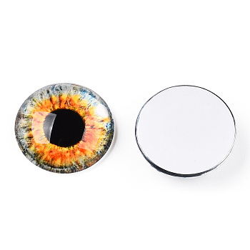 Glass Cabochons, Half Round with Eye, Orange, 20x6.5mm