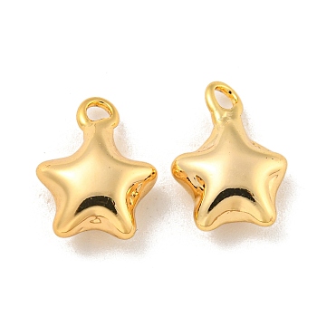 Brass Pendants, Star, Real 18K Gold Plated, 13.5x10.5x5mm, Hole: 1.8mm