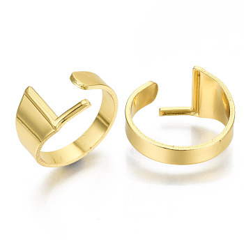 Alloy Cuff Finger Rings, Cadmium Free & Nickel Free & Lead Free, Alphabet, Golden, Letter.L, US Size 8(18.1mm)