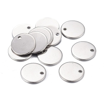 201 Stainless Steel Charms, Stamping Blank Tag, Laser Cut, Flat Round, Stainless Steel Color, 12x1mm, Hole: 1.4mm