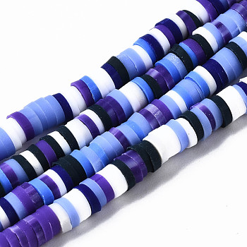 Handmade Polymer Clay Beads Strands, for DIY Jewelry Crafts Supplies, Heishi Beads, Disc/Flat Round, Dark Slate Blue, 8x0.5mm, Hole: 2mm, about 320~447pcs/strand, 15.75 inch~16.14 inch(40~41cm)