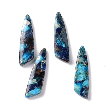 Natural Regalite/Imperial Jasper/Sea Sediment Jasper Pendants, Dyed, Wing Shape, Marine Blue, 44x12x5mm, Hole: 1mm