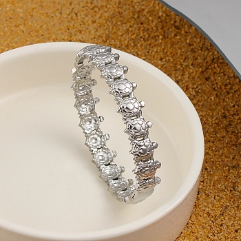 304 Stainless Steel Bangles for Women, Tortoise, Stainless Steel Color, Inner Diameter: 2-3/8x2 inch(5.95x5.05cm)