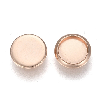 304 Stainless Steel Plain Edge Bezel Cups, Cabochon Settings, Flat Round, Rose Gold, Tray: 6mm, 7.5x1.5mm