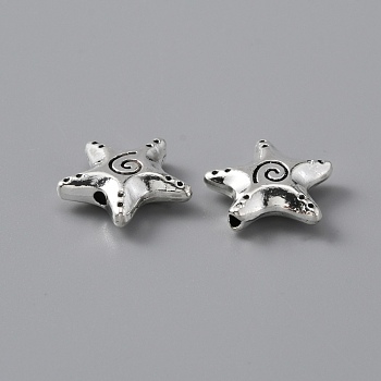 Alloy Beads, Star, Antique Silver, 15x15.5x4.5mm, Hole: 1.5mm