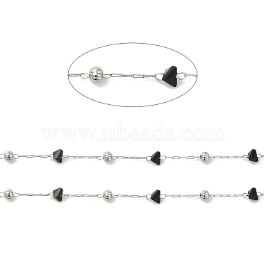 chaînes de perles triangulaires à facettes en verre noir(CHS-B004-03P)-2