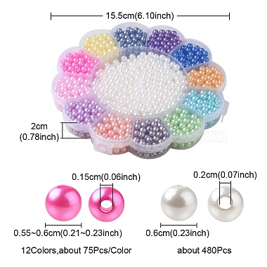 13 Style Spray Painted ABS Plastic Imitation Pearl Beads(OACR-YW0001-41)-5