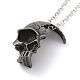 Retro Alloy Broken Half Skull Pendant Necklace for Men Women(NJEW-B085-04A)-1