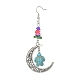 Dyed Synthetic Turquoise Crescent Moon with Tortoise Dangle Earring(EJEW-JE05269-02)-2