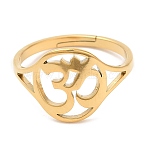 Ion Plating(IP) 304 Stainless Steel Yoga Adjustable Ring for Women, Real 18K Gold Plated, Inner Diameter: 16.4mm(RJEW-M149-24G)