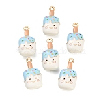 Alloy Enamel Pendants, Ice Cream Charms, Golden, Light Sky Blue, 20x11x6mm, Hole: 1.4mm(AL-CBAC5EF-07G-01)