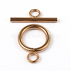 Ion Plating(IP) 304 Stainless Steel Ring Toggle Clasps, Golden, Ring: 19x14x2mm, Bar: 20x7x2mm, Hole: 3mm(X-STAS-L176-12G)