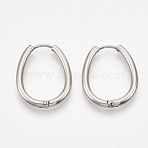 Tarnish Resistant 201 Stainless Steel Huggie Hoop Earrings, with 304 Stainless Steel Pins, Oval, Stainless Steel Color, 12 Gauge, 23x18.5x2mm, Pin: 1mm(STAS-T045-47B)