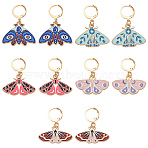 10Pcs 5 Colors Moth Alloy Enamel Pendants Moths Charms Locking Stitch Marker, with 304 Stainless Steel Finding, Mixed Color, 3.2~3.7cm, 2pcs/color(HJEW-ME00001)
