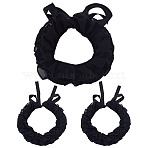 Chiffon Ruffled Lace Collar, Detachable False Collars, Black, 810x15x0.1mm(AJEW-WH0007-63B)