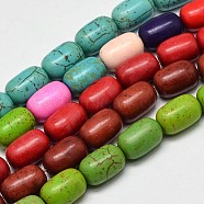 Dyed Barrel Synthetic Turquoise Beads Strands, Mixed Color, 12x8mm, Hole: 1mm, about 31pcs/strand, 15.7 inch(G-M142-M)