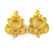 Flower Brass Earring Hooks with Round Tray, Lead Free & Cadmium Free, Golden, 25x19mm, Hole: 2~2.5mm, Pin: 1mm(KK-G502-21G)