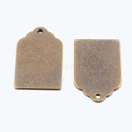 Metal Tags, Brass Stamping Blank Tag Pendants, Antique Bronze, 21x12x0.5mm, Hole: 1mm(KK-N0001-03AB)