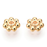 Brass Daisy Spacer Beads, Nickel Free, Real 18K Gold Plated, 5x1.5mm, Hole: 1.5mm(KK-T014-43G)