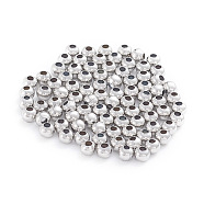 304 Stainless Steel Beads, Hollow Round, Stainless Steel Color, 3x2.7~3mm, Hole: 1mm, 500pcs/bag(STAS-G230-P03)