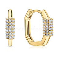 925 Sterling Silver Micro Pave Clear Cubic Zirconia Hoop Earrings for Women, Golden(MK1396-1)