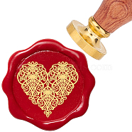 Brass Wax Seal Stamp with Rosewood Handle, for DIY Scrapbooking, Heart Pattern, 25mm(AJEW-WH0412-0001)