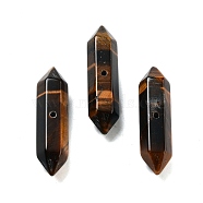 Natural Tiger Eye Double Terminal Pointed Beads, Faceted Bullet, 32.5x9x8mm, Hole: 1.6mm(G-A231-01C)