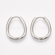 201 Stainless Steel Huggie Hoop Earrings, with 304 Stainless Steel Pins, Oval, Stainless Steel Color, 12 Gauge, 23x18.5x2mm, Pin: 1mm(STAS-T045-47B)