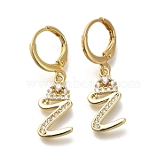 Brass Clear Cubic Zirconia Hoop Earrings, Real 18K Gold Plated, Letter Z, 30.5mm, pendants: 17x9x2mm(EJEW-M045-01Z)