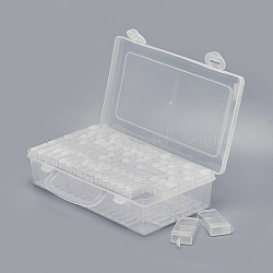Plastic Bead Containers, Flip Top Bead Storage, For Seed Beads Storage Box, with PP Plastic Packing Box and Label Paster, Rectangle, Clear, 64pcs containers/box, 50x27x12mm, Hole: 9x10mm(CON-R010-01H)