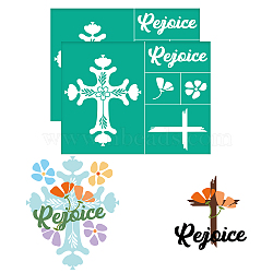 Self-Adhesive Silk Screen Printing Stencils, for Painting on Wood, DIY Decoration T-Shirt Fabric, Turquoise, Cross, 220x280mm(DIY-WH0531-008)