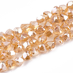 Electroplated Glass Beads Strands, Faceted, Heart, Light Salmon, 7x7.5x5.5mm, Hole: 1.5mm, about 76pcs/strand, 18.8 inch(EGLA-T015-01C)