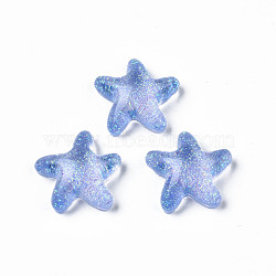 Translucent Acrylic Cabochons, with Glitter Powder, Starfish, Cornflower Blue, 20.5x21x7.5mm(TACR-N006-06A)