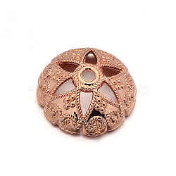 Alloy Flower Bead Caps, Rose Gold, 15x5.5mm, Hole: 2mm(PALLOY-L145-01RG)