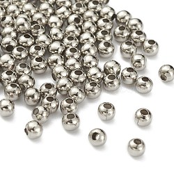 304 Stainless Steel Beads, Round, Stainless Steel Color, 3x3mm, Hole: 1mm(X-STAS-R032-3mm)