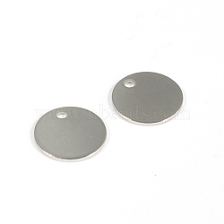 304 Stainless Steel Charms, Flat Round, Stamping Blank Tag Charms, Stainless Steel Color, 12x1mm, Hole: 2mm(STAS-G130-06P)