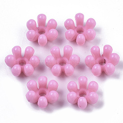 Opaque AS Plastic Bead Caps, 6-Petal, Flower, Pearl Pink, 22.5x20.5x12.5mm, Hole: 4.5mm, about 210pcs/500g(MACR-T039-021E)