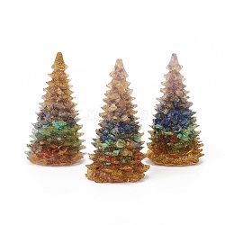 Natural & Synthetic Gemstone Home Display Decorations, with Resin and Glitter Powder, Christmas Tree, 92x52mm(DJEW-I013-A02)