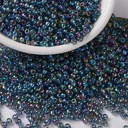 MIYUKI Round Rocailles Beads, Japanese Seed Beads, 8/0, (RR249) Transparent Gray AB, 3mm, Hole: 1mm, about 422~455pcs/10g(X-SEED-G008-RR0249)