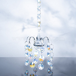 Glass Pendant Decoration, Hanging Suncatchers, with Metal Findings, for Garden Window Wedding Home Decoration, Octagon, 245mm(PW-WG37022-01)
